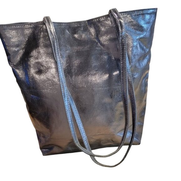 ✨ Vintage Carlos Falchi Silver-Tone Tote Bag - Rare Metallic Design - Picture 6 of 10